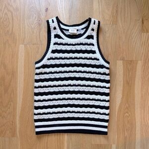 Ellie Black & White Striped Knit Tank Medium